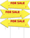 Yellow Arrow Yard Signs, 16 x 5 Inches, Double Sided Outdoor Estate Sale Signs, Plastic, 3 Pack with Stakes