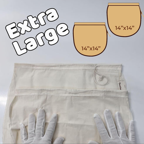 2 Pack 14 14 Nut Milk Bag XL x Organic Cotton Cheesecloth Bags with Drawstring | Unbleached, Reusable Strainer