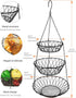 3 Tier Hanging Basket with Sturdy Metal Chain Hooks, Heavy Duty Wire Organizer for Kitchen Storage