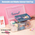 Clear Plastic Arts & Craft Supplies Organizer Box, Large with Removable Tray & Handle, Office Storage (Clear & Ocean
