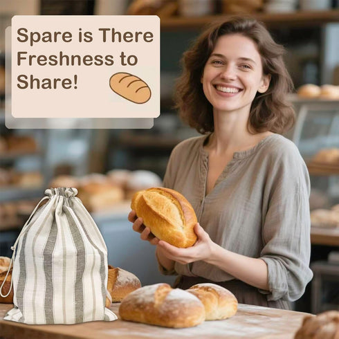 Duthcbw 1 Premium Bread Bags for Homemade Loaves, XL Reusable Linen with Plastic Lining, Equipped with Convenient
