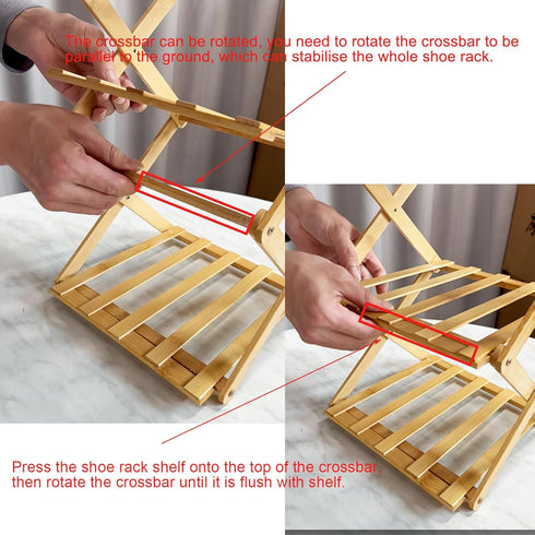 Closet (Tawny-6 YYW Bamboo Shoe Rack for Entryway,Installation-Free and Foldable Vertical Shoe Storage Organizer,Free