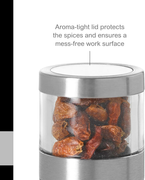 AdHoc Voyage Spice Mill - Stainless Steel Spice & Herbs Gadget - Easy Clean Herb & Spice Mill - Unique & Refillable