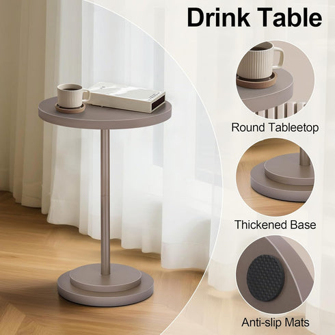 OMTIVORLEX Drink Table, Small Pedestal Side Tables for Small Spaces, Wood Round Martini Table for Outdoor, Living Room