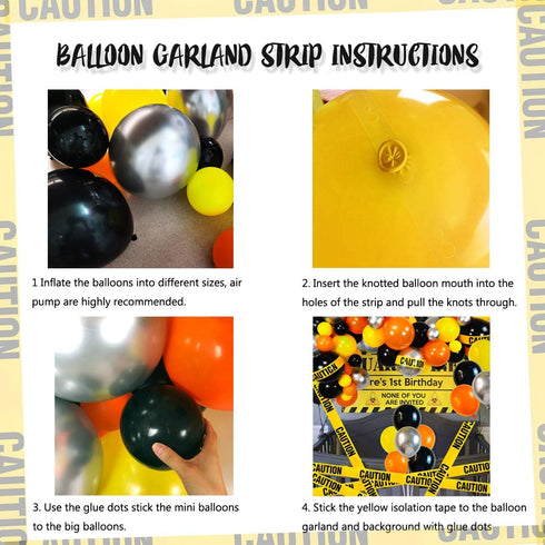74 Pack 12Inch 5Inch Set Quarantine Balloon Garland & Arch Kit, Black, Orange, Yellow, Silver Latex Balloons Strip