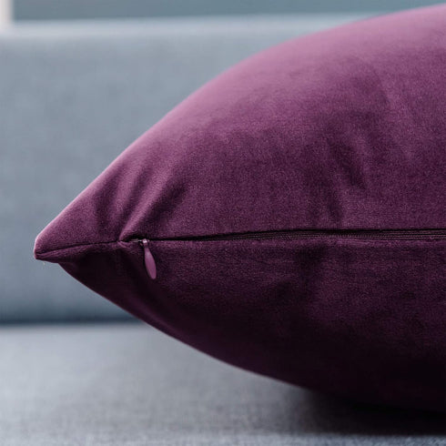 JUSPURBET Decorative Pillow Covers, Set of 2 Velvet 26x26 Throw Pillow Covers for Couch, Eggplant Purple