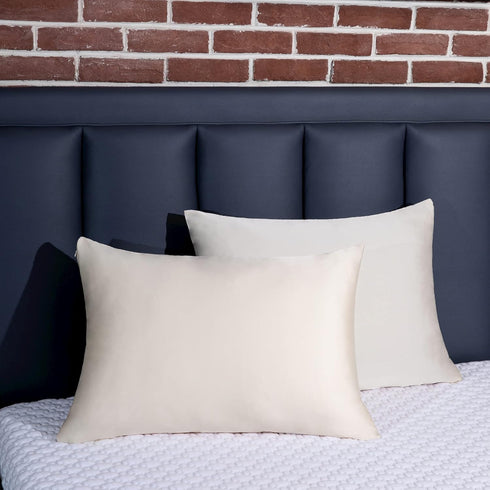 100% Mulberry Silk Pillowcase Set of 2, 19 Momme 600 Thread Count, Hidden Zipper, Soft Breathable (Buff Beige, King)