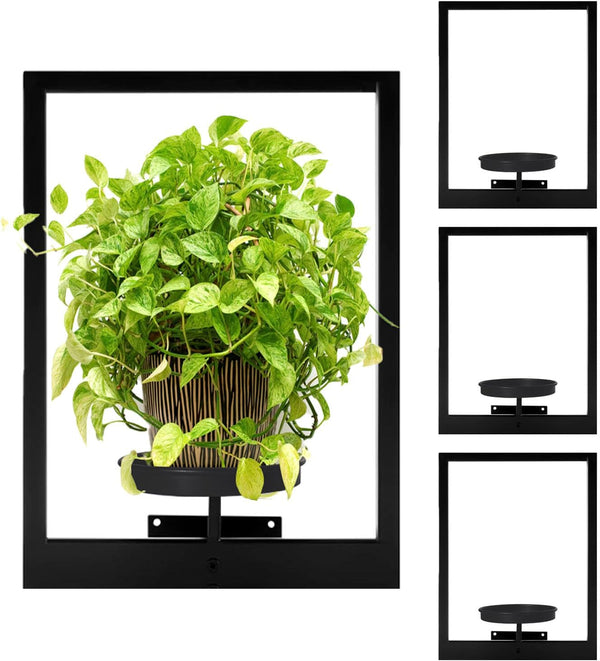 TECKED 4 Pack Black Metal Indoor Window Plant Shelves Hanging Plant Shelves Picture