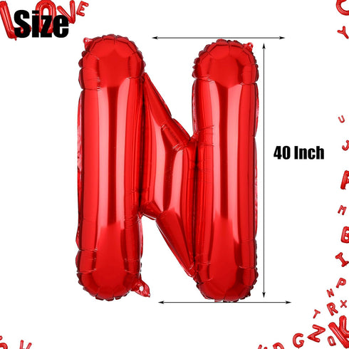40 Inch Big Red Letter Balloons, Foil Mylar for Wedding, Birthday, Bridal Shower Decoration