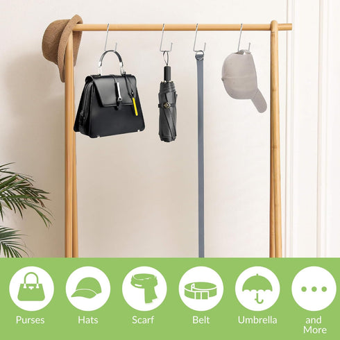 15 Pack Purse Hanger for Closet, Super Sturdy Purse Hooks, Hanging Backpack Bag Holder, Silver