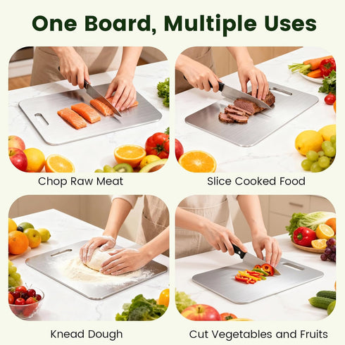 Board,100% Fruit(18L*12W) Titanium Cutting Pure Titanium Cutting Boards for Kitchen, Double-sided Food Grade Cutting
