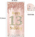 Happy 13th Birthday Door Banner Backdrop Decorations for Girls, Pink Rose Gold 13 Birthday Party Supplies