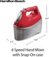 Hamilton Beach 6-Speed Electric Hand Mixer - 275 Watts with Whisk, Traditional Beaters, Red