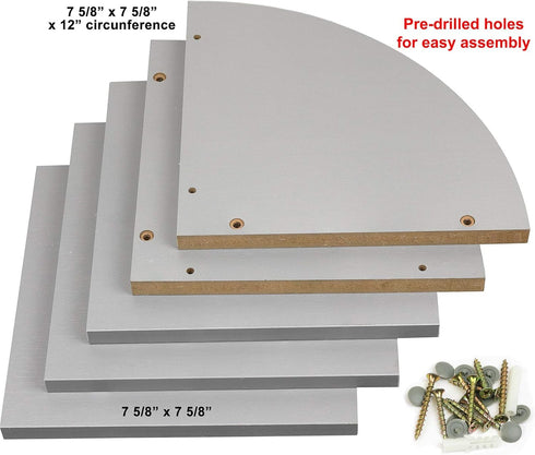 2-Tier Set Greenco Corner Shelves, Gray Finish | Floating Wall-Mounted Home Decor | Corner Wall Shelf | Living Room