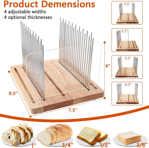 Stainless Steel Bread Slicer for Homemade Bread, Adjustable Cutting Guide, Foldable and Compact Design