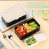 Original Bento Box Lunch Box, Japanese Style 2 Layer Food Containers with Spoon and Fork Bundle, Salad Box for Men