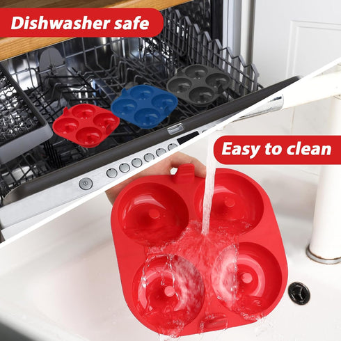 Webake Silicone Air Fryer Donut Pan, 4-Cavity Nonstick Donut Mold, Set of 3