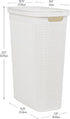 Mind Reader 40L Slim Laundry Hamper - Clothes Basket with Lid, Linen Design, Plastic, 18.5”L x 10.75”W x 23.5”H