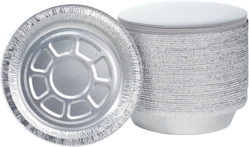 Premium 7-Inch Aluminum Round Foil Pans with Paper Lids, 60pcs Disposable for Roasting Baking