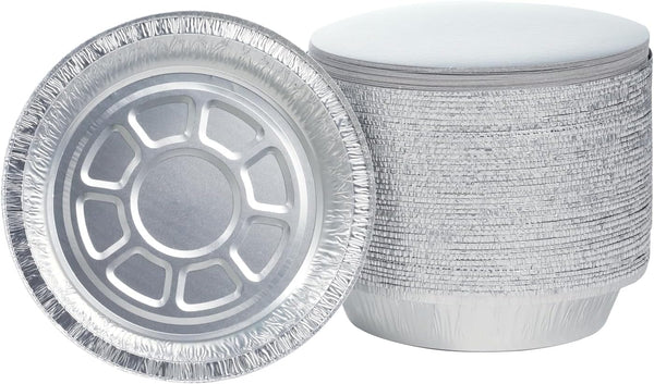 Premium 7-Inch Aluminum Round Foil Pans with Paper Lids, 60pcs Disposable for Roasting Baking