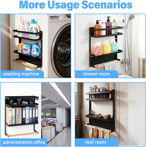 Countertop Magnetic Paper Towel Holder for Fridge, Kitchen Organizers Magnetic Shelf and Wall Mount Storage