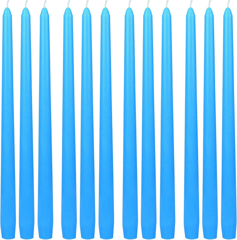 Zest Candle 12-Piece Taper Candles, 12-Inch, Light Blue