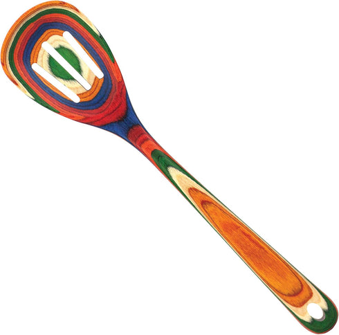 Totally Bamboo Baltique Marrakesh Collection 12-1/2" Wooden Slotted Cooking Spoon, Safe for Nonstick Cookware