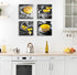DJSYLIFE Kitchen Wall Decor, Black and White Yellow Canvas Print for Cafe Dining Room Decoration