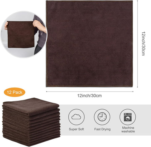 12 Inch 12 Inch 12 Pack SINLAND Absorbent Microfiber Dish Cloth Kitchen No Streak Cleaning Cloth Dish Rags Lens Cloths