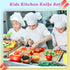 Yinkin 20 Pcs Kids Plastic Knife Set with Cutting Board, Toddler Knife Tools for Cooking Club, Preschool