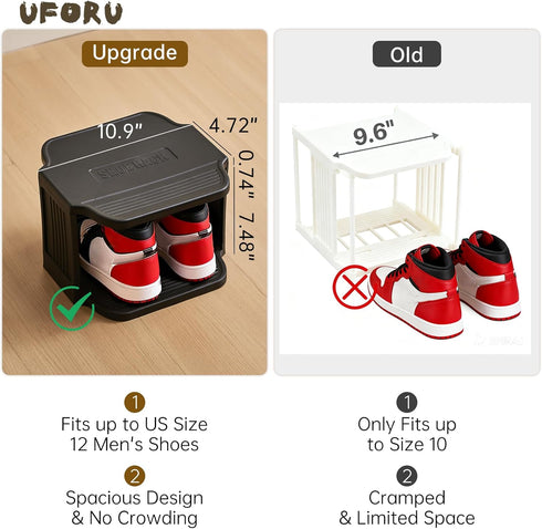 6-Tier Closets Vertical Shoe Rack, Plastic Stackable Storage Shelf for Small and Narrow Spaces, Compact Free Standing