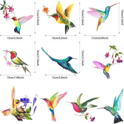 20 Pieces Large Hummingbird Window Decals, Anti-Collision Clings to Prevent Bird Strikes on Glass, Non-Adhesive Vinyl