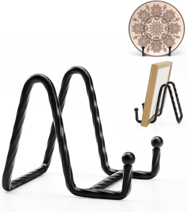 3 Pack 3 Inch Picture Stands for Display, Black Metal Decorative Plate Holder, Frame Stand