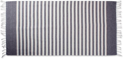 100% Cotton Decorative Turkish Fouta Towel, Soft & Absorbent with Twisted Fringe - Black Stripe