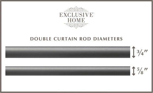 Exclusive Home Curtains ER1024-02 66120 Double Curtain Rod and Finial Set, Adjustable 66"-120", White Mosaic, Gunmetal