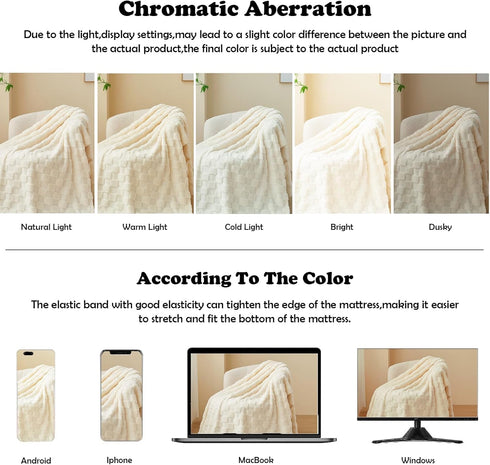 NEWCOSPLAY Super Soft Throw Blanket, Ivory Premium Silky Flannel Fleece, 3D Checkered Lightweight Bed Blanket All