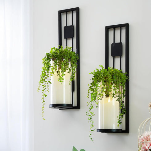 Set 2, Homemory Wall Sconces Candle Holder of Modern Metal Rustic Wall Decor for Living Room, Dining Room, Bedroom