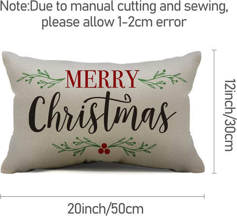 DFXSZ Merry Christmas Pillow Covers, Holly Berries Lumbar Pillowcase 12x20 Inch for Home Decoration
