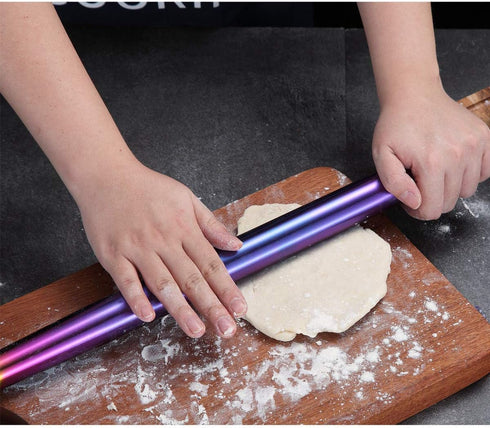 Berglander Rainbow Rolling Pin, 16.7 Inches Stainless Steel Colorful Matte Finish for Baking Pizza Dough, Gift Ideas