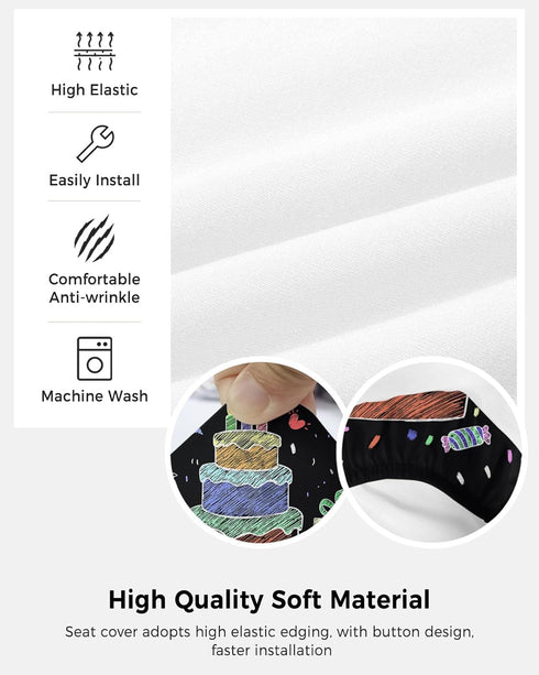 Happy Birthday Office Chair Cover, Stretch Rotating Computer Chair Seat Back Covers, Birthday Gifts for Desk Chairs