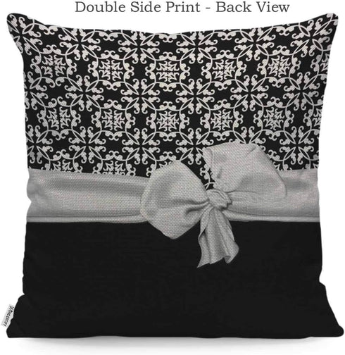 WONDERTIFY Stylish Black and White Euro Flower Pattern Throw Pillow Case Cover, Soft Linen 18x18 Inch for Decorative