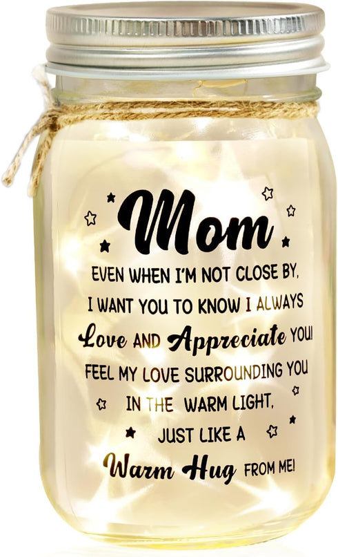 Sentimental Gifts for Mom, Mason Jar Night Light, Birthday Mothers Day Christmas