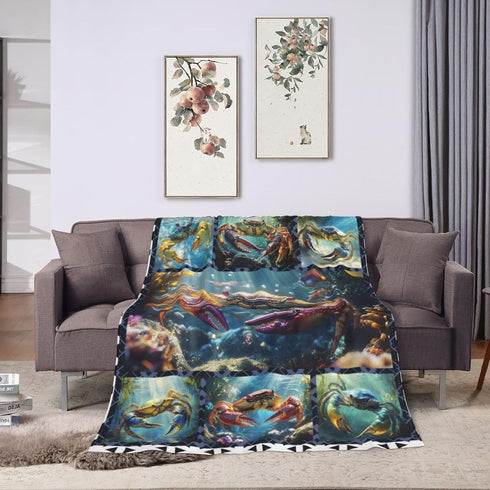 Qvintra Cozy 60"X50" Crab Blanket Crabs Throw Blanket Soft Warm Fuzzy Fleece Lightweight Plush Merch Animals Decor