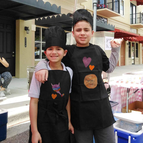 Novelty Place Kid's Apron with Chef Hat Set (3 Set) - Skin-friendly Children’s Bib with Pocket for Cooking