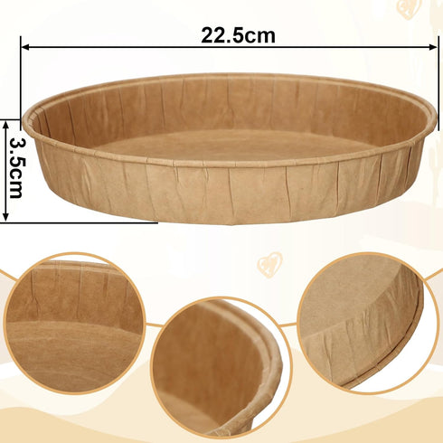 Mifoci 25 Pcs Paper Pie Pans for Baking Disposable Tart Mold Bulk Round Easy Kraft Bread Baking Pans for Microwave Freezer Oven Safe Display Loaf Cake Muffin Pizza Home Kitchen Supply