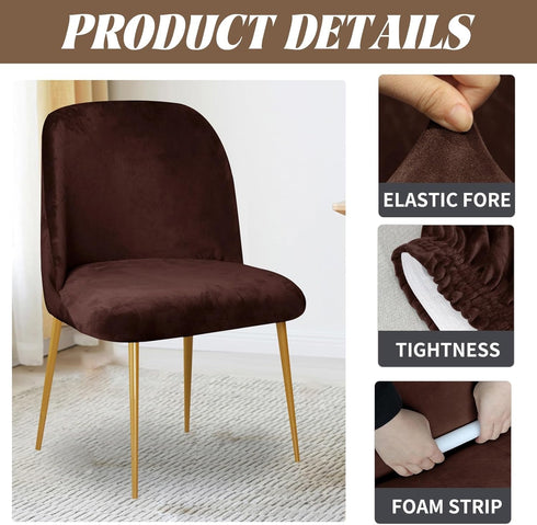 Set 1/2/4/6 Armless Velvet Curved Back Chair Covers Round Back Dining Room Chair Covers Slipcovers of Mid Century
