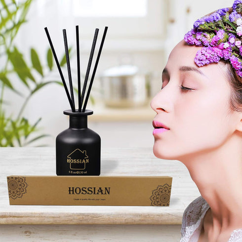 HOSSIAN 70 Pieces Fiber Reed Diffuser Replacement Refill Sticks, Spa Aromatherapy Diffuser Refills (12" x 3mm, Black)