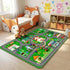 2.5x4 Car Rug Play Mat - Green Road Rug for Kids Boys Room, Fun Race Track Traffic Road Carpet for Boys Playmat