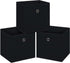 Black Foldable Storage Cubes Bins, 11 Inch Cloth Storage Cube Organizer with Dual Handles, Set of 3