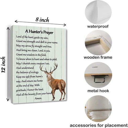 A Hunter's Prayer Deer Wall Art, Inspirational Quotes Canvas Painting for Farmhouse Home Decoration